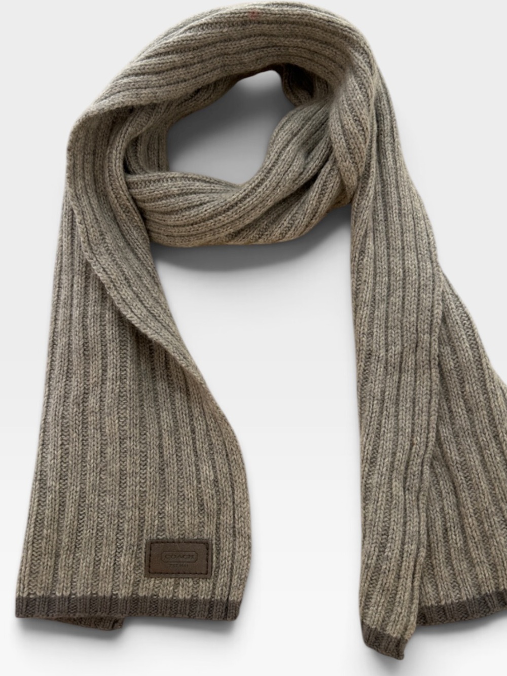 Coach Light Gray Ribbed Cashmere-Angora Blend Turtleneck